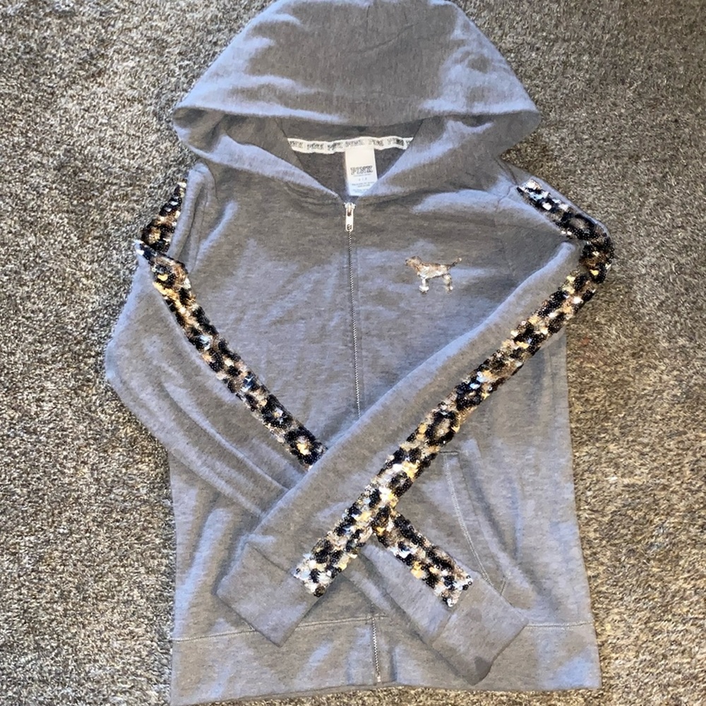Pink sweater zip up